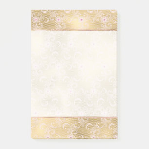 Elegant Pink and Gold Floral Lace Post-it Notes