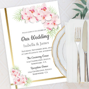 Elegant Pink and Gold Floral Wedding Invitation