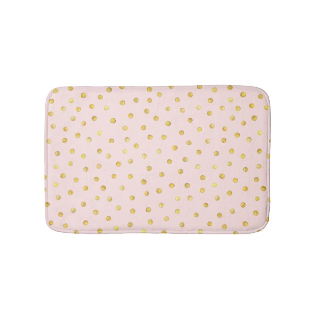 Elegant Pink And Gold Foil Confetti Dots Pattern Bath Mat (Front)
