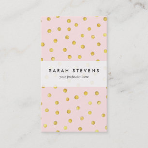 Elegant Pink And Gold Foil Confetti Dots Pattern Business Card