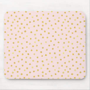 Elegant Pink And Gold Foil Confetti Dots Pattern Mouse Pad
