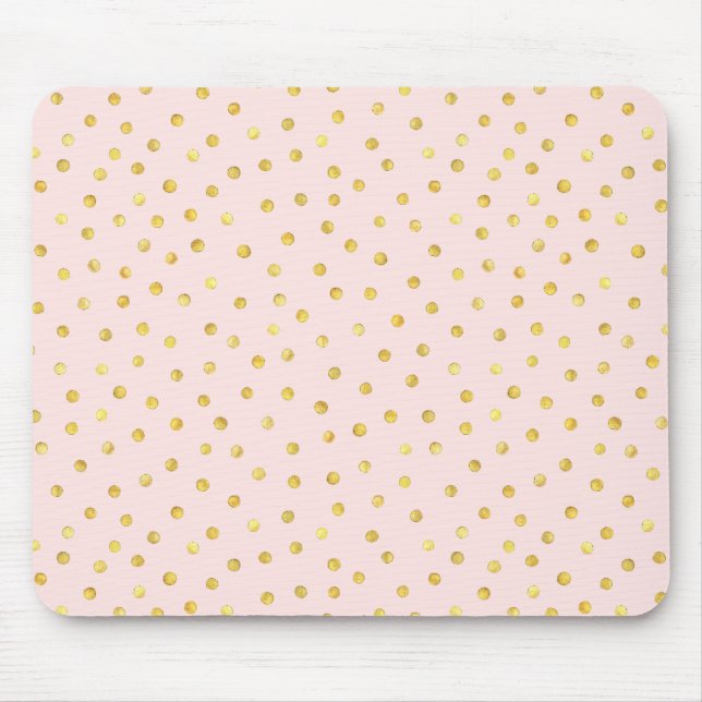 Elegant Pink And Gold Foil Confetti Dots Pattern Mouse Pad (Front)