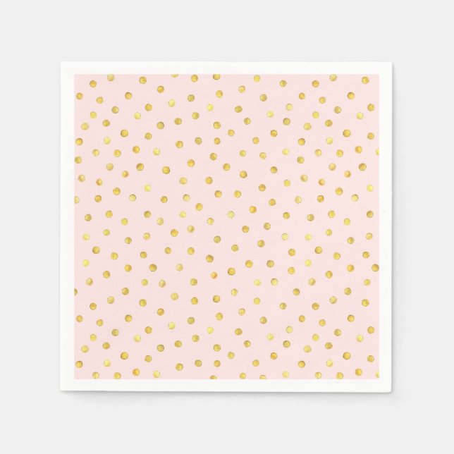 Elegant Pink And Gold Foil Confetti Dots Pattern Napkin (Front)