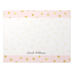 Elegant Pink And Gold Foil Confetti Dots Pattern Notepad