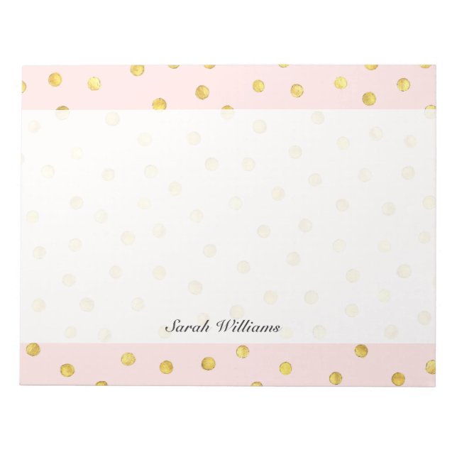 Elegant Pink And Gold Foil Confetti Dots Pattern Notepad (Front)