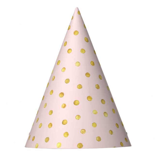 Elegant Pink And Gold Foil Confetti Dots Pattern Party Hat (Front)