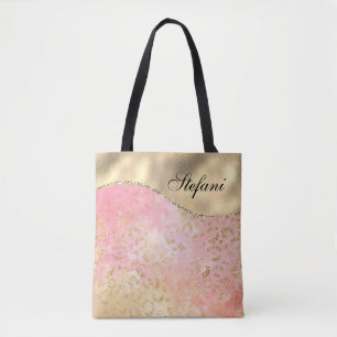 Elegant Pink and Gold Foil Leopard Personised Tote Bag