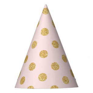 Elegant Pink And Gold Glitter Polka Dots Pattern Party Hat