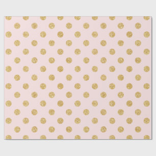Elegant Pink And Gold Glitter Polka Dots Pattern Wrapping Paper