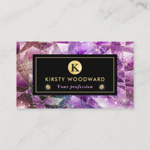 Elegant Pink and Gold Midnight Crystal Galaxy Business Card