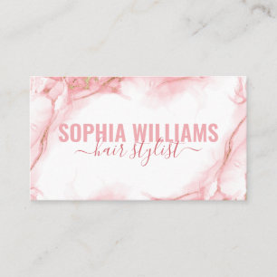Elegant Pink and Gold Modern Liquid Watercolor Business Card