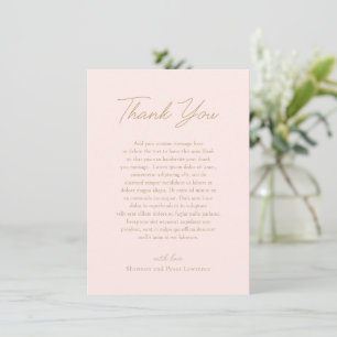 Elegant Pink and Gold Photo Classic Wedding Thank You Card