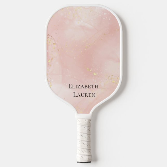Elegant Pink and Gold Pickleball Paddle (Front)