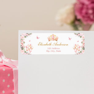 Elegant Pink and Gold Princess Return Address Label