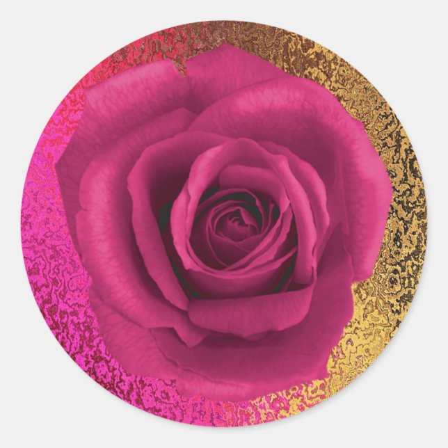 Elegant Pink and Gold with Rose Sticker (Front)
