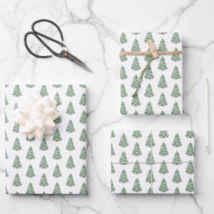 Elegant Pink And Green Chinoiserie Christmas Tree Wrapping Paper Sheet