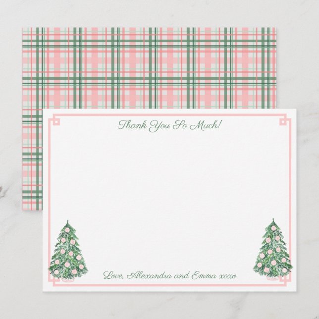 Elegant Pink And Green Chinoiserie Wedding Shower Thank You Card (Front/Back)