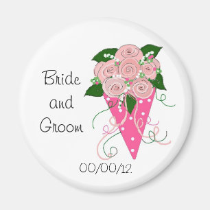 Elegant Pink and Green Wedding Bouquet Magnet