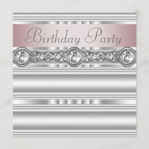 Elegant Pink and Grey Birthday Party Invitation