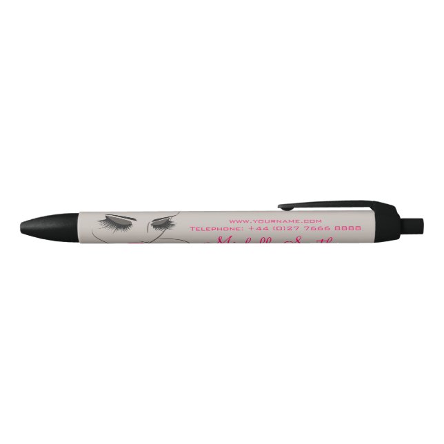 Elegant Pink and Grey Lash Extension Beauty Salon  Black Ink Pen (Top)