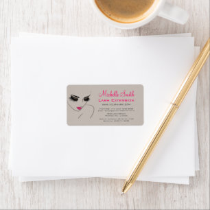 Elegant Pink and Grey Lash Extension Beauty Salon Label