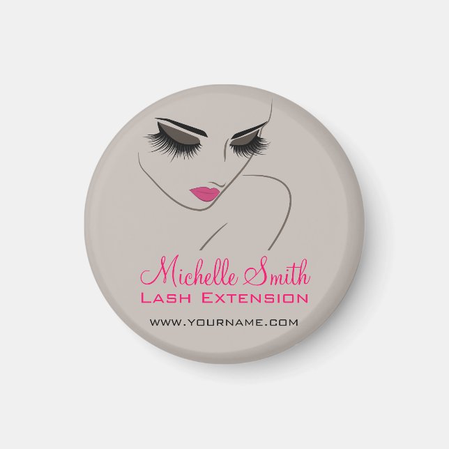Elegant Pink and Grey Lash Extension Beauty Salon  Magnet (Front)