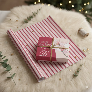 Elegant Pink and Maroon Diagonal Stripes Modern  Wrapping Paper