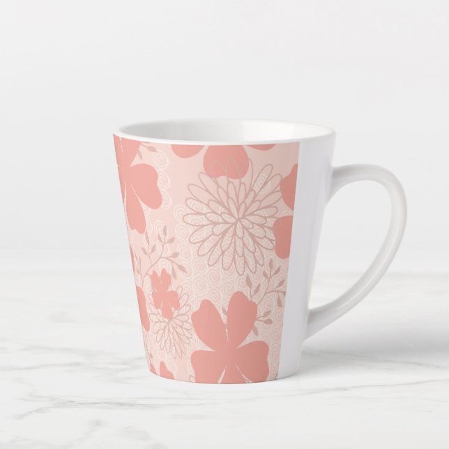 Elegant Pink and Melon Floral Latte Mug (Right)