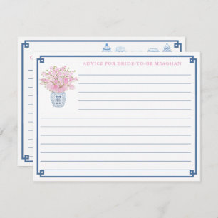 Elegant Pink And Navy Blue Advice For Bride Card