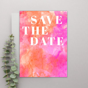 Elegant Pink and Orange Minimalist Simple Wedding Save The Date