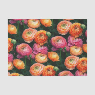 Elegant Pink and Peach Flowers Tissue Paper
