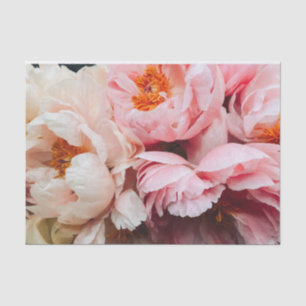 Elegant Pink and Peach Peonies Tissue Paper