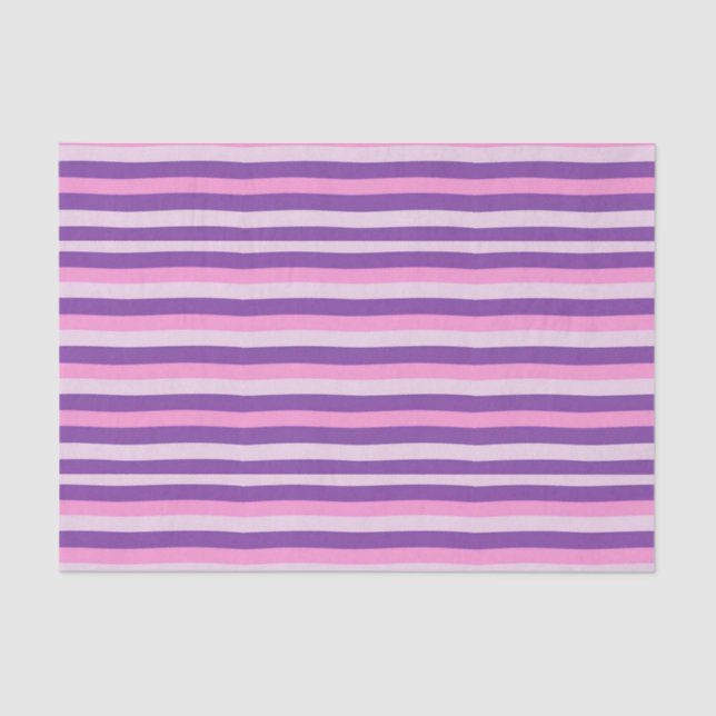 Elegant Pink and Purple Floral Companion Stripes Tissue Paper (Front)