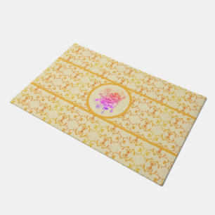 Elegant Pink and Purple Floral Doormat