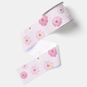 Elegant Pink and Purple Floral Grosgrain Ribbon