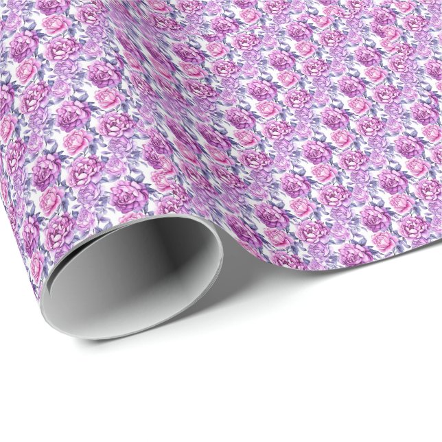 Elegant Pink and Purple Floral Wrapping Paper (Roll Corner)