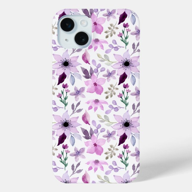 Elegant Pink and Purple Flower Pattern Case-Mate iPhone Case (Back)