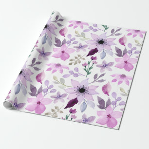 Elegant Pink and Purple Flower Pattern Wrapping Paper