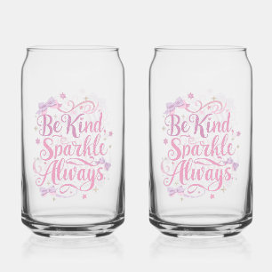Elegant Pink and Purple Sparkle Script Can Glass