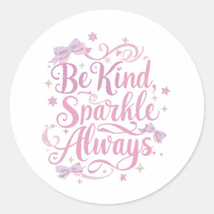 Elegant Pink and Purple Sparkle Script Classic Round Sticker