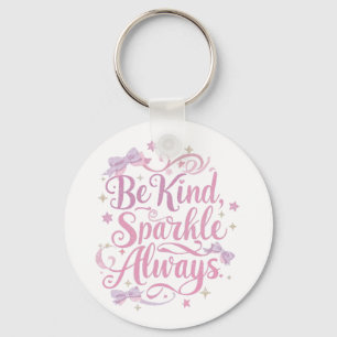 Elegant Pink and Purple Sparkle Script Key Ring