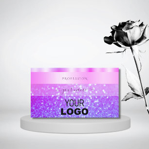 Elegant Pink and Purple Sparkling Glitter Add Logo Business Card