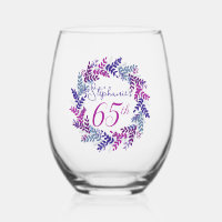 Elegant Pink and Purple Wreath 65th Birthday Party