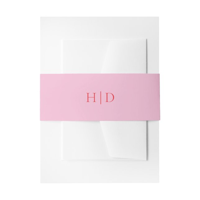 Elegant Pink and Red Classic Wedding Invitation Belly Band (Front Example)