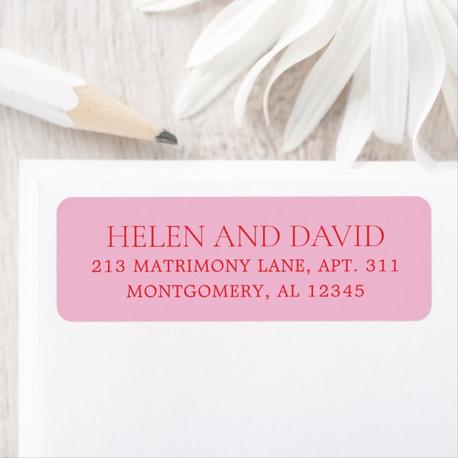 Elegant Pink and Red Classic Wedding Return Address Label (Insitu)