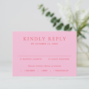 Elegant Pink and Red Classic Wedding RSVP Card