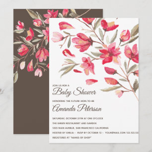Elegant Pink and Red flowers in bloom  Baby Shower Invitation