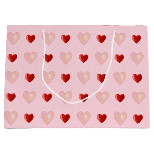 Elegant Pink and Red Hearts on Light Pink Large Gift Bag