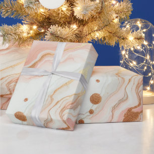 Elegant Pink and Rose Gold Foil Marble Wrapping Paper