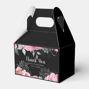 Elegant Pink and Silver Flowers Birthday Favour Box